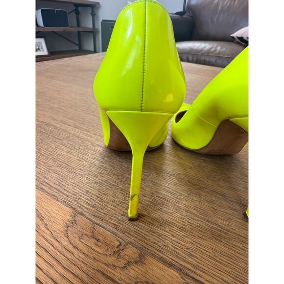 Manolo Blahnik BB Stiletto Heels Pointy Toe Pumps Size 36.5 NEON YELLOW - Picture 8 of 12